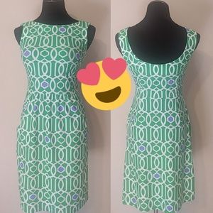 Jude Connally green and white dress with pockets!